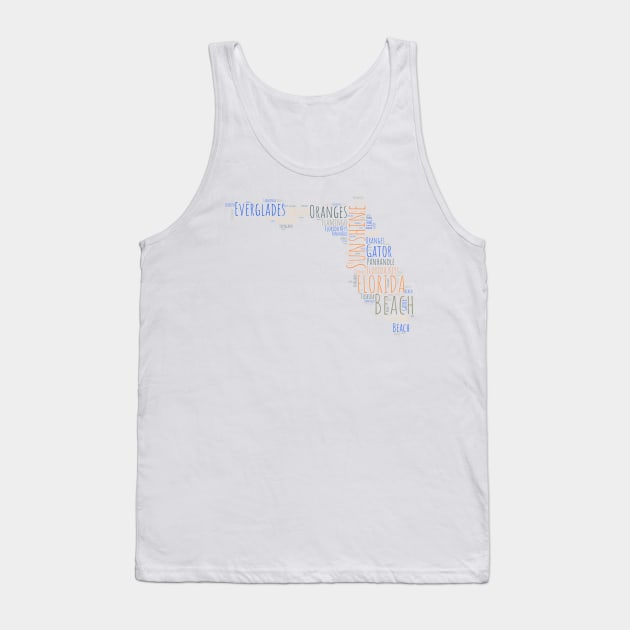 Colorful Florida Map Typography Tank Top by JanesCreations